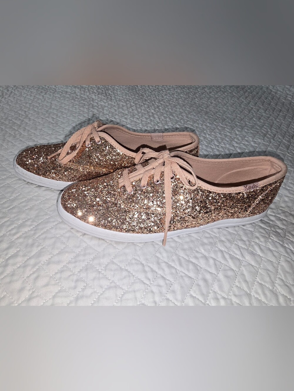 Keds Rose Gold Glitter Lace-Up Sneakers